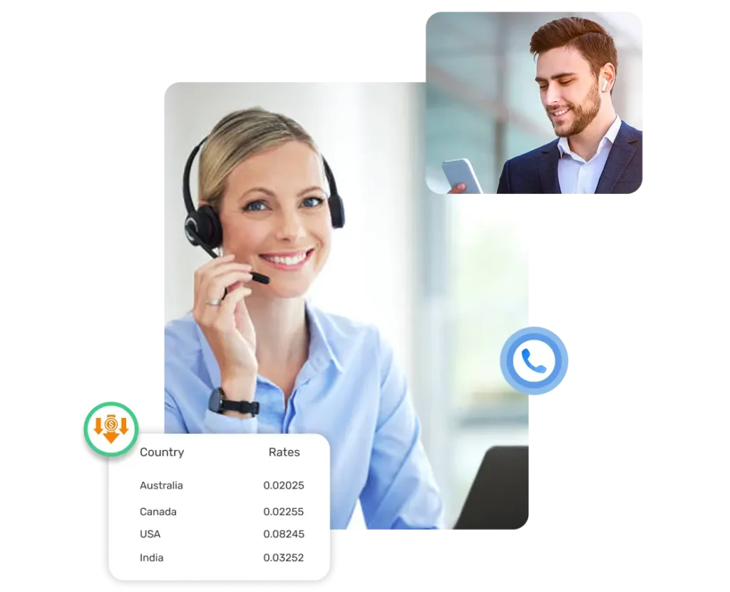 Dialinger offer, live call with real-time performance metrics and coaching