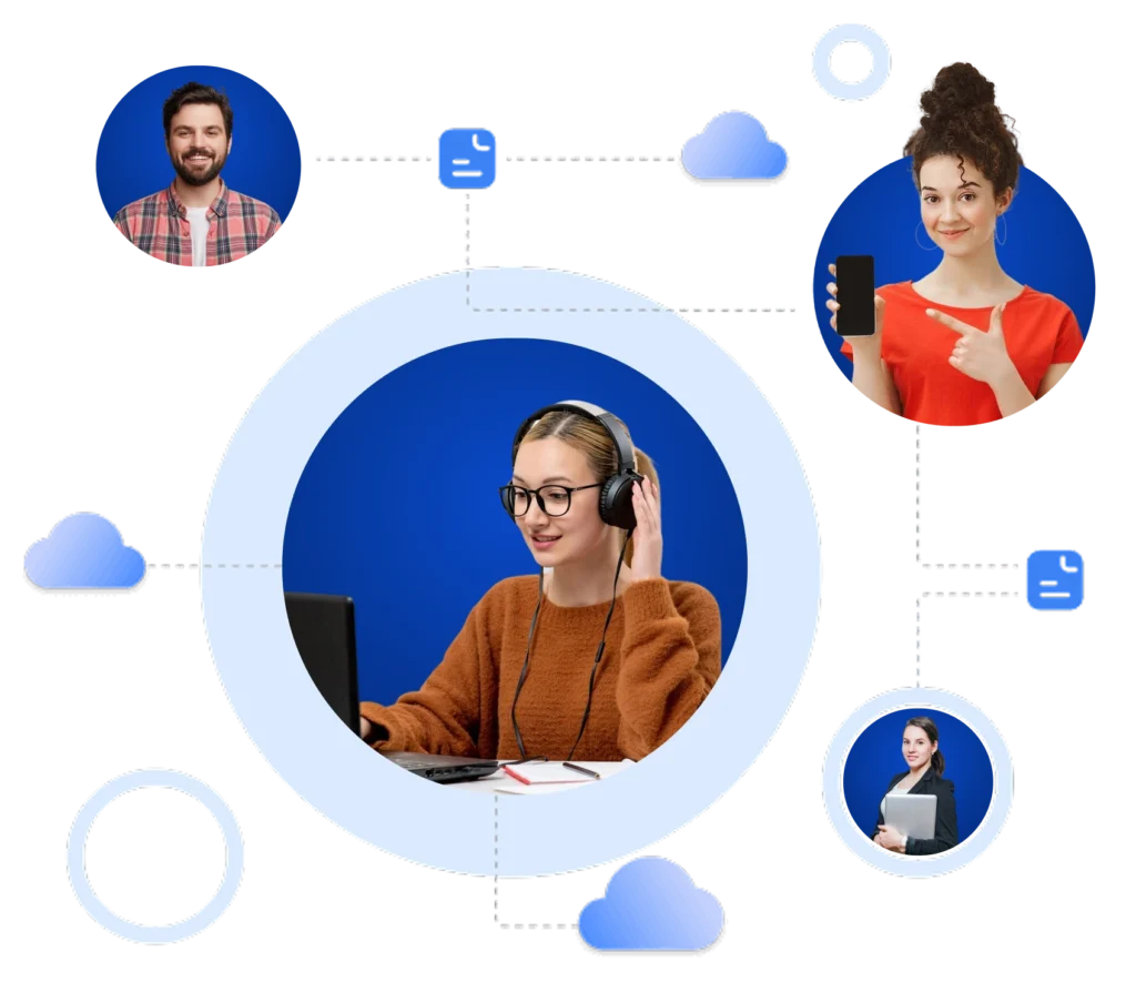 Team members connected through cloud telephony solutions