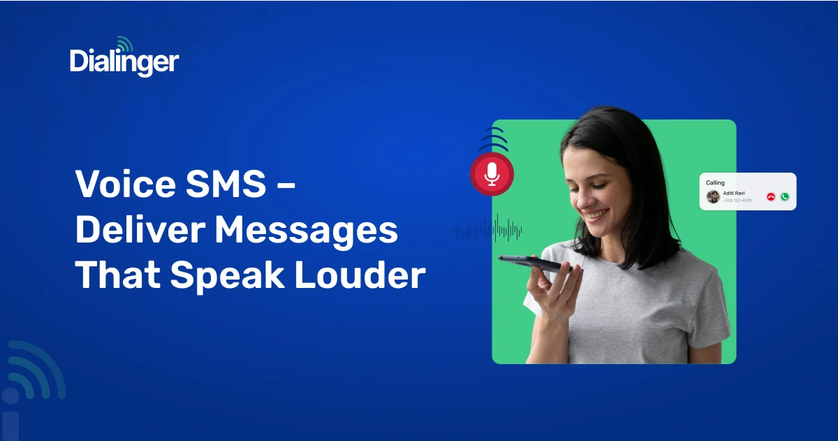 Woman receiving an audio message on her smartphone through an automated phone voice broadcast system.