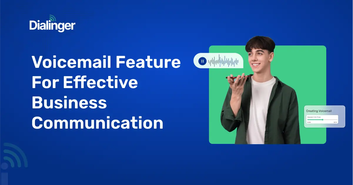 Man using voicemail feature on mobile for business communication – Dialinger interface illustration