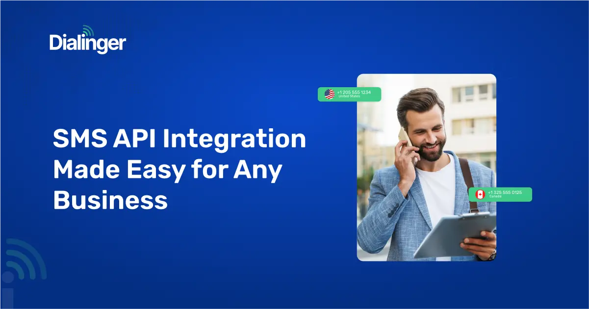 Professional managing client communication through SMS API integration on a mobile device.