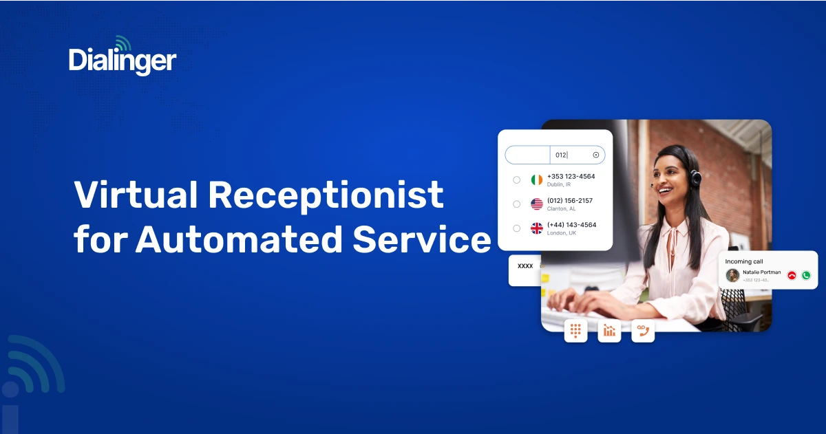 Virtual receptionist managing incoming business calls on screen.