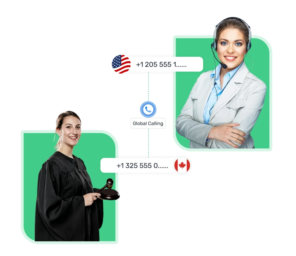 Legal professionals using call center software to manage client communication and case inquiries.