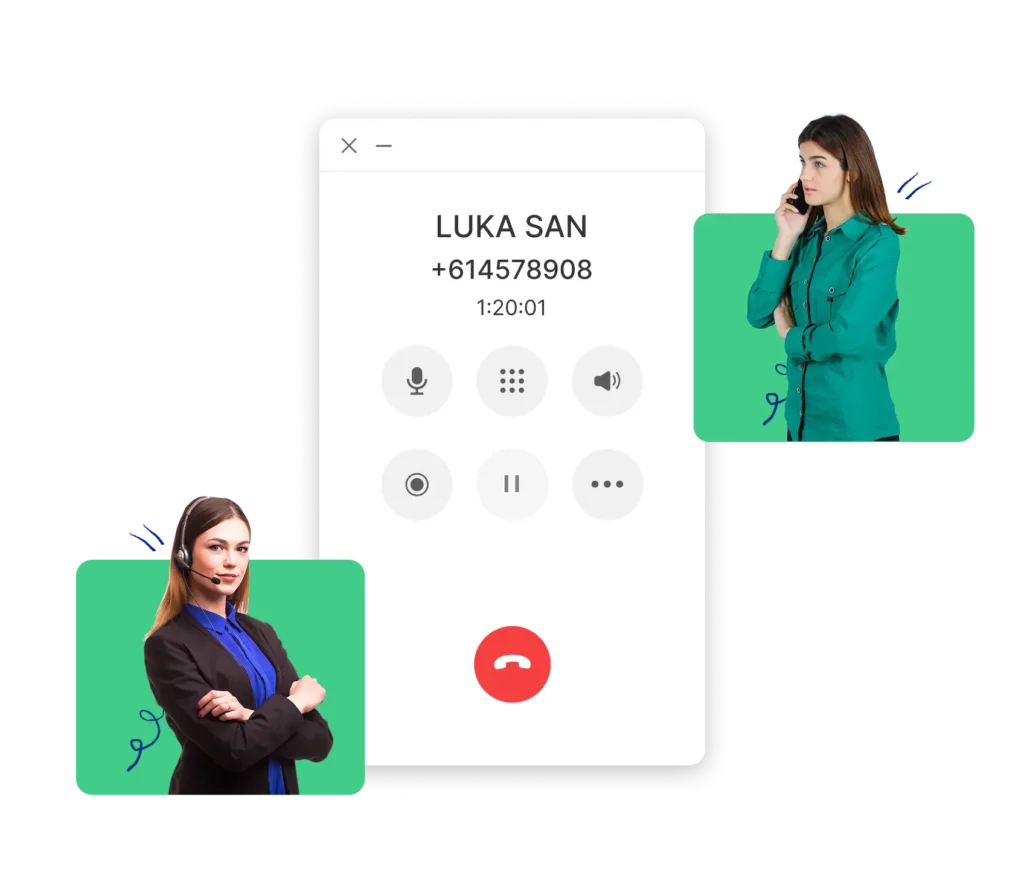 Secure phone call interface showing Dialinger’s number masking feature with two anonymous users on a privacy-first VoIP call.