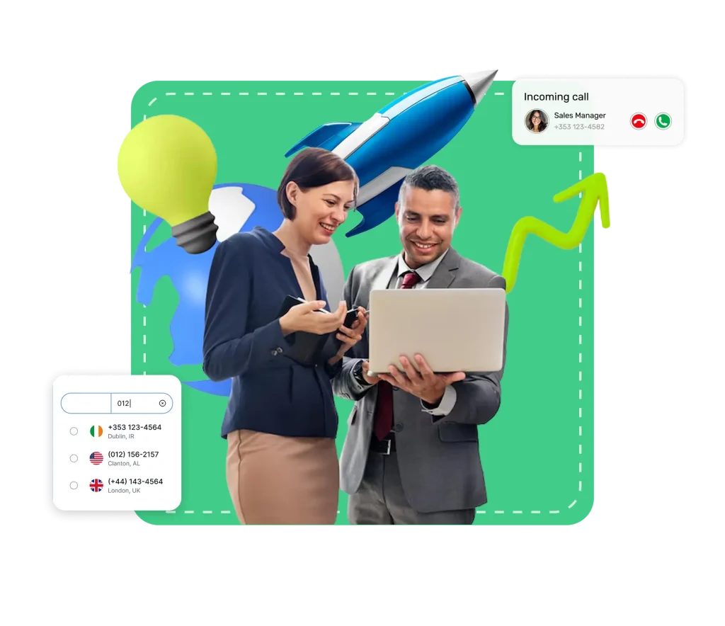 Sales professionals using a virtual phone system to manage client calls