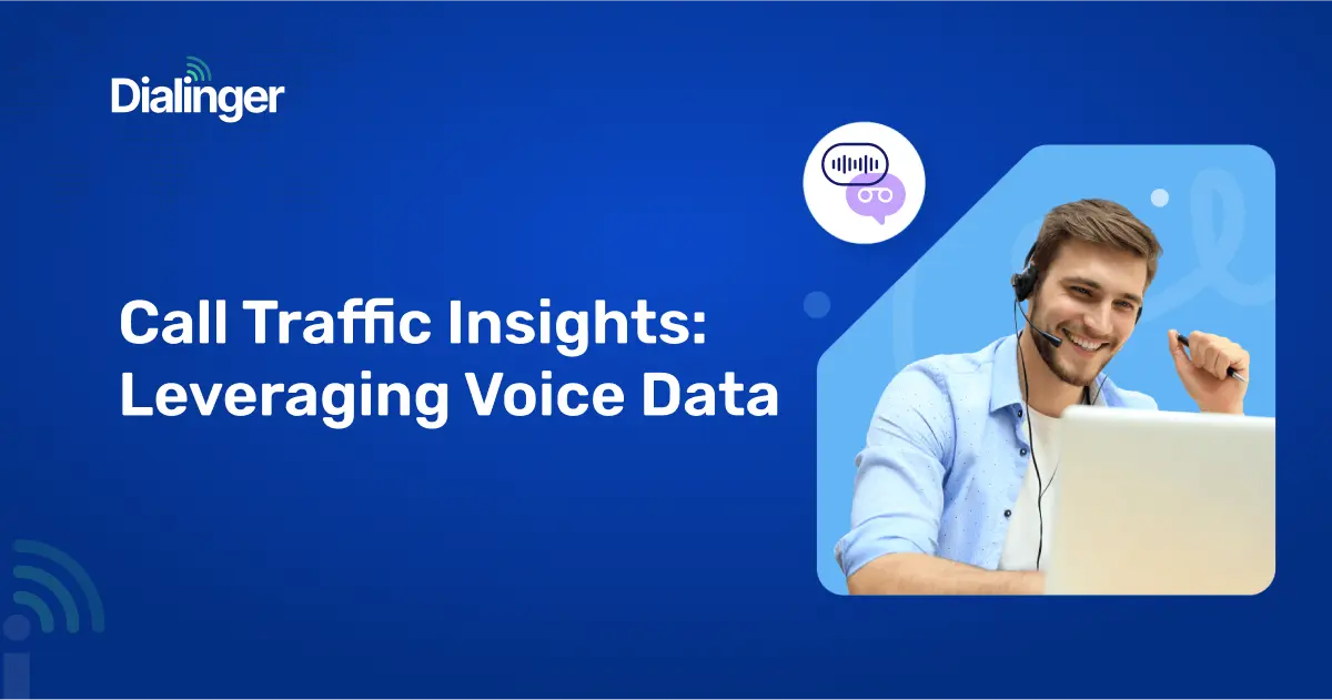 Agent with headset using laptop – Dialinger call insights.