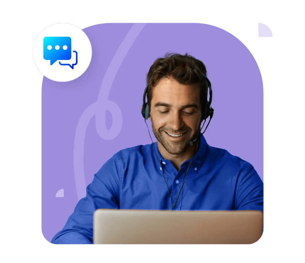 Man using a messaging service on laptop for business communication